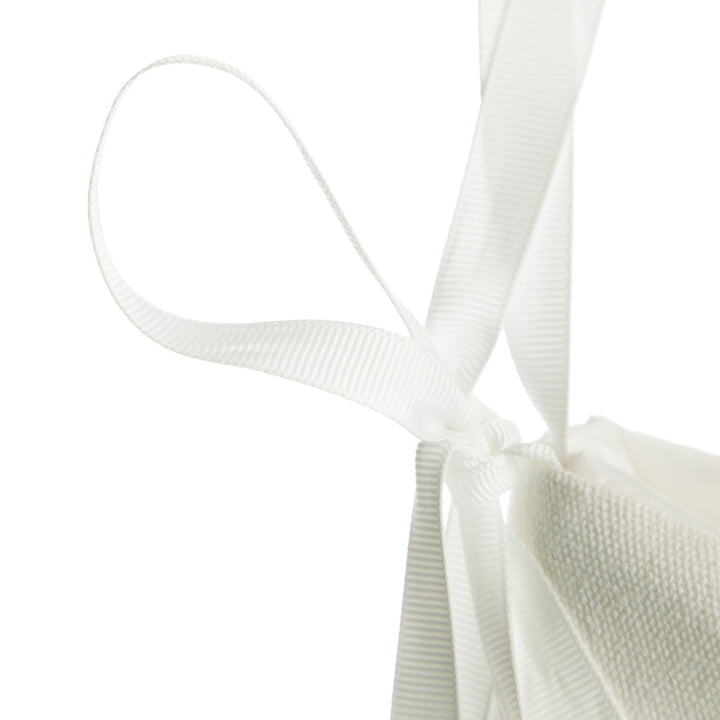 Personalised White Fur Christmas Stocking with Pom Poms - Ribbon