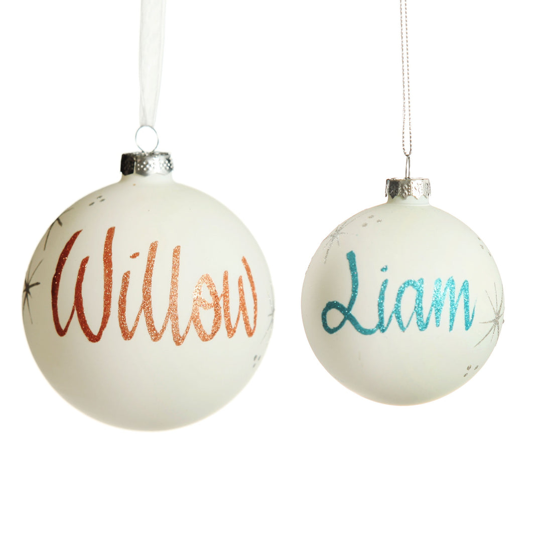 White Glass Personalised Christmas Bauble