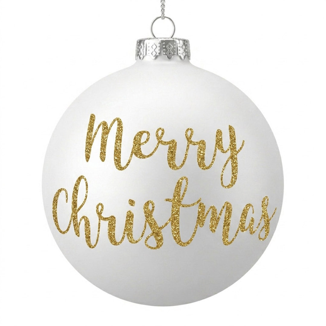 White Glass Personalised Christmas Bauble