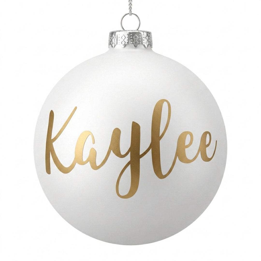 White Glass Personalised Christmas Bauble