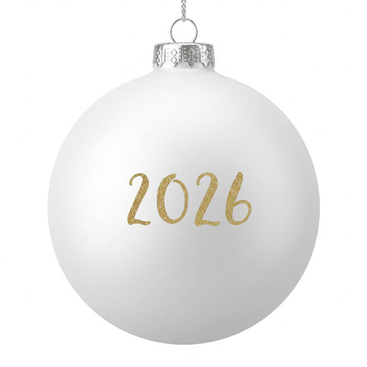 White Glass Personalised Christmas Bauble