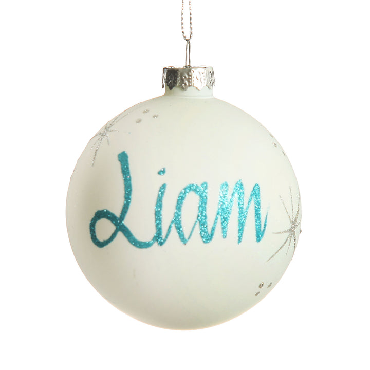 White Glass Personalised Christmas Bauble