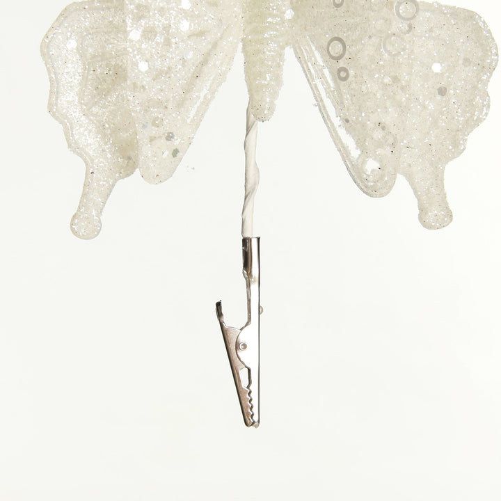 White Glitter and Sequin Butterfly Clip