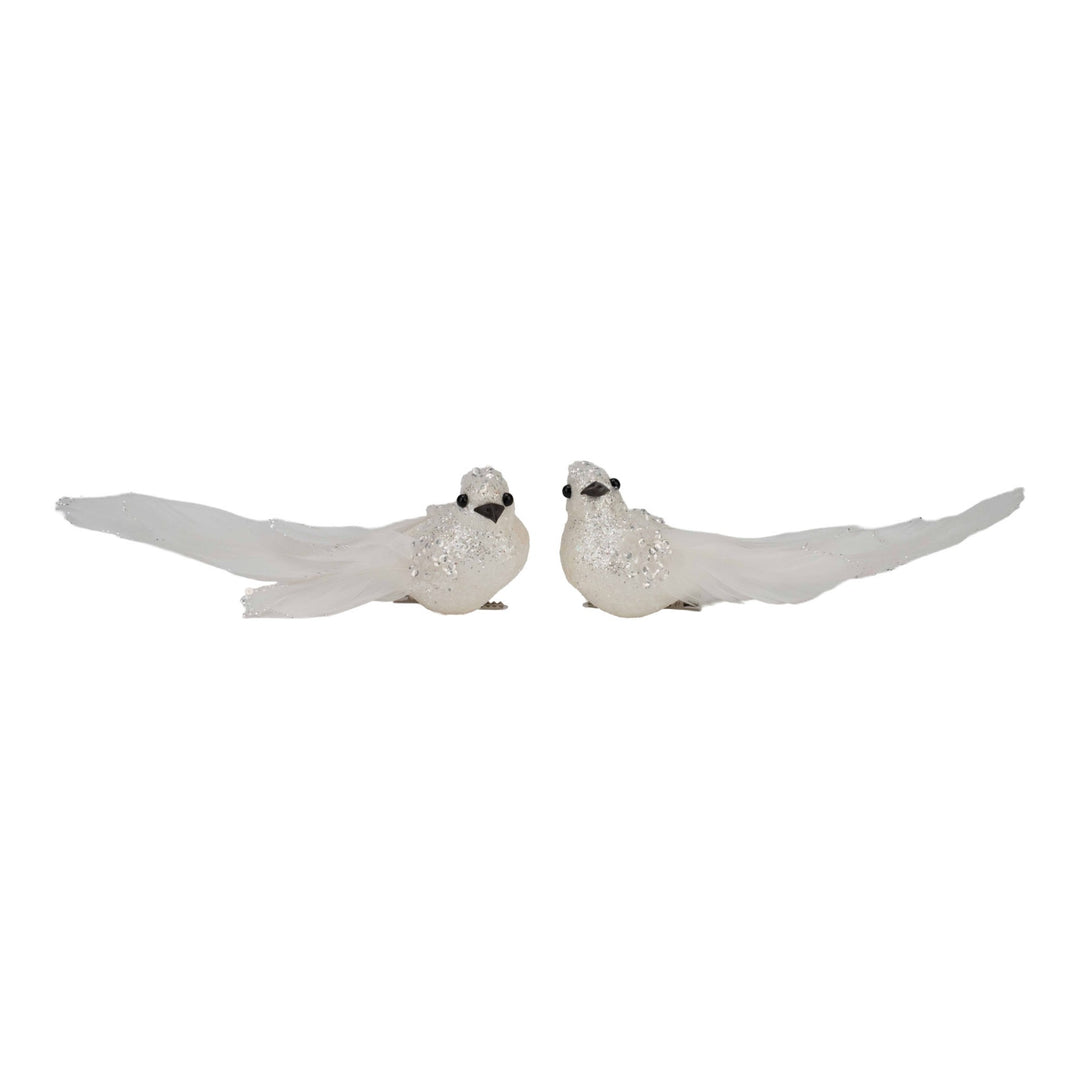 White Glitter Bird Clip - Set of 2