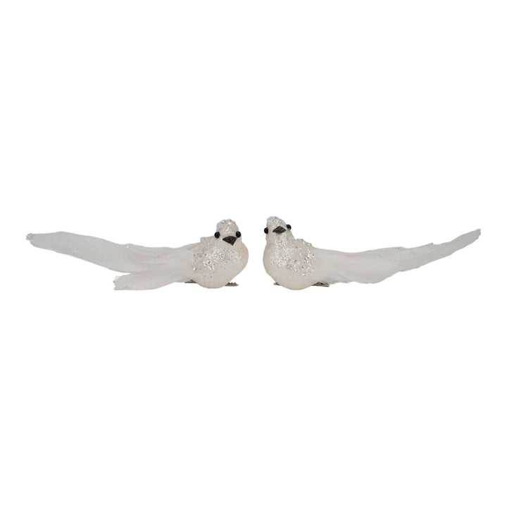 White Glitter Bird Clip - Set of 2