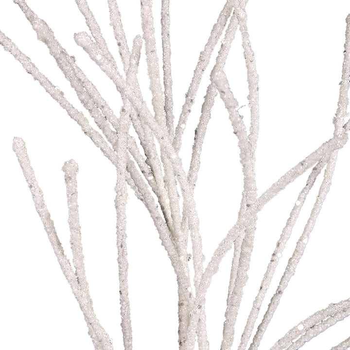 White Glitter Branch Spray