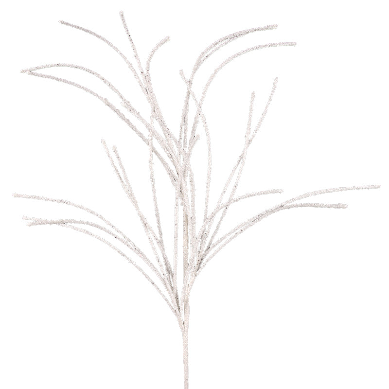 White Glitter Branch Spray