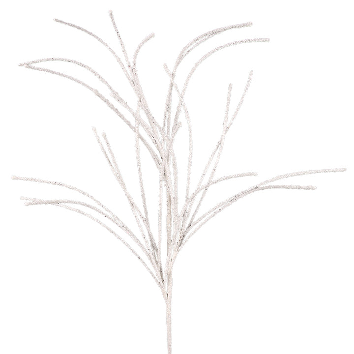 White Glitter Branch Spray