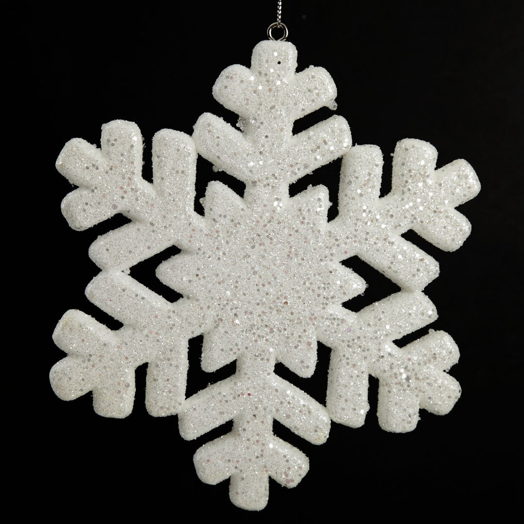 White Glitter Hanging Snowflake - Small 