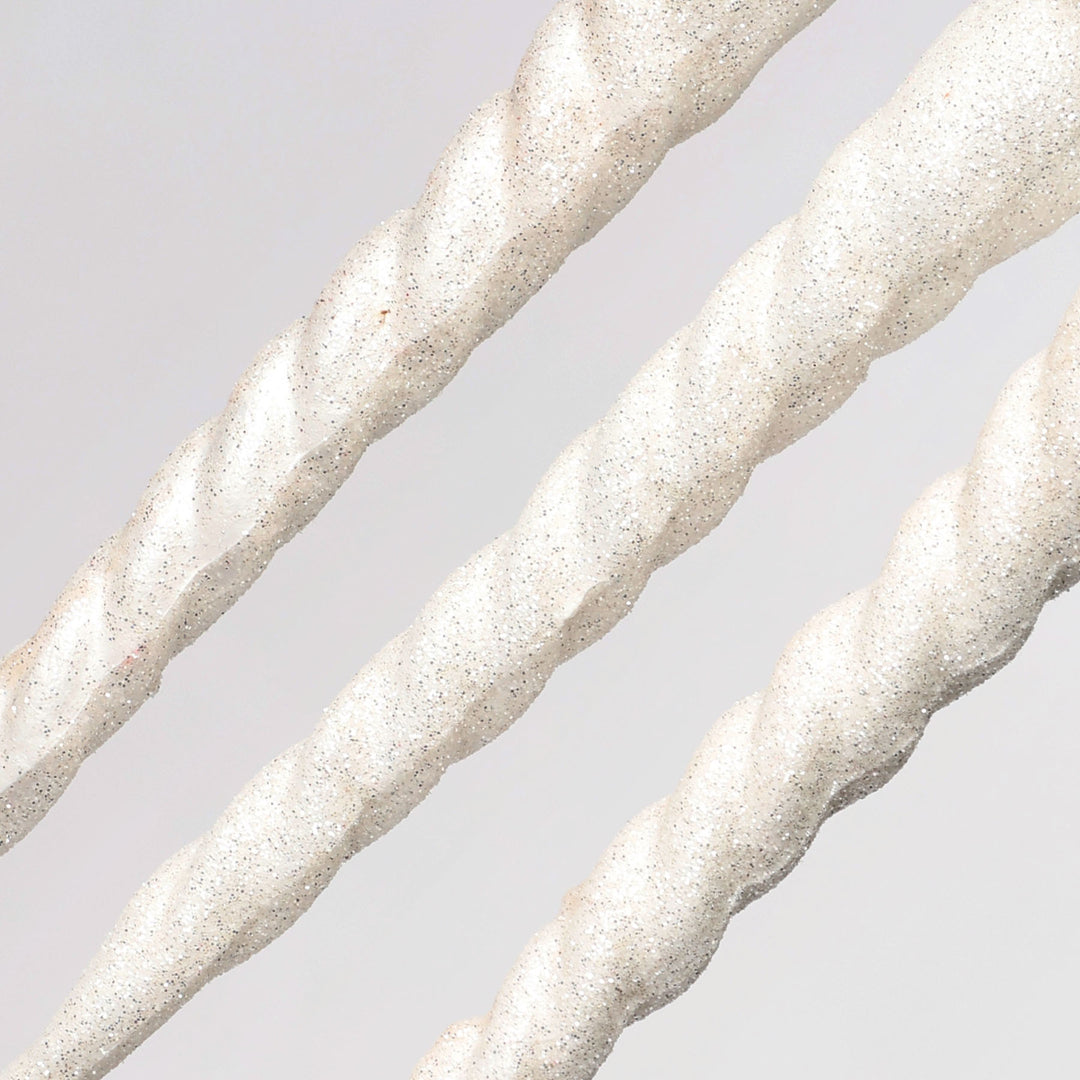 White Glitter Icicle Christmas Tree Decorations - Set of 3