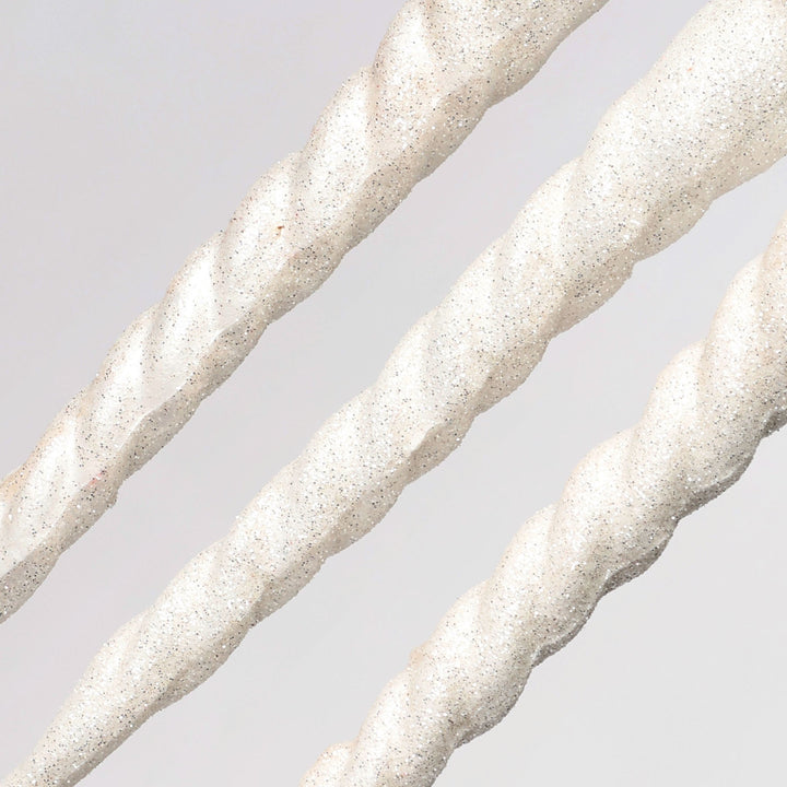 White Glitter Icicle Christmas Tree Decorations - Set of 3
