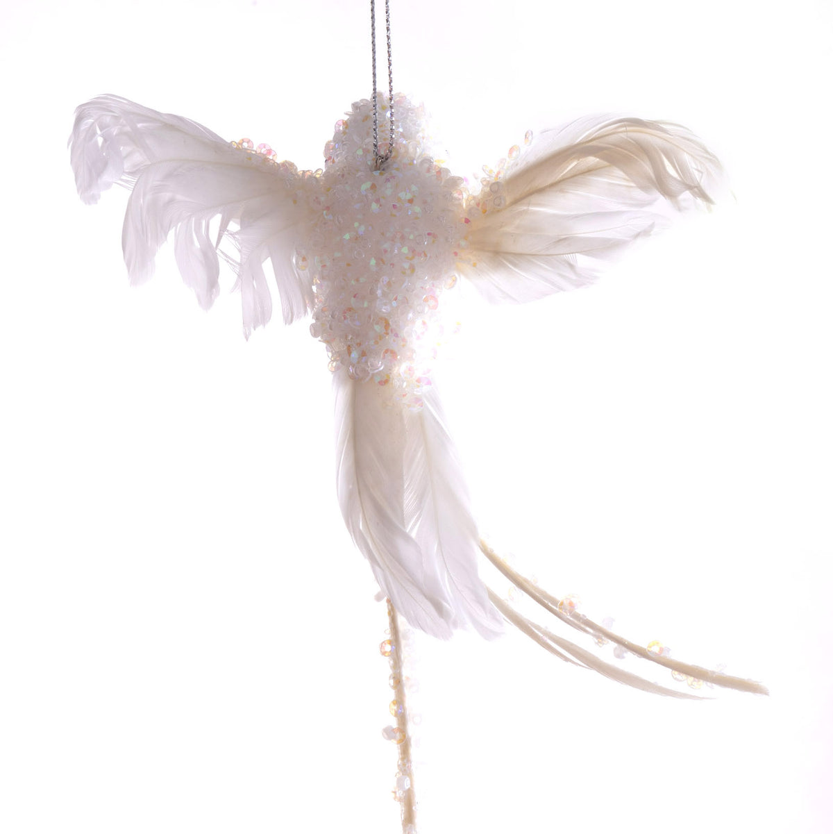 White Glitter Sequin Hummingbird