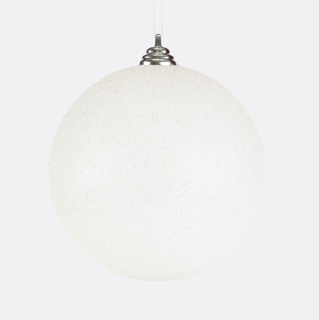 White Glitter Shatterproof Bauble - 14cm