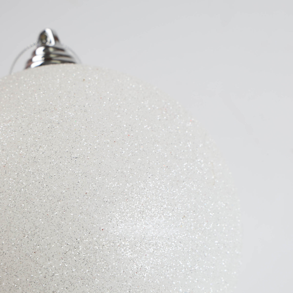 White Glitter Shatterproof Bauble - 14cm