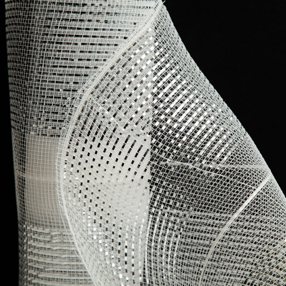 White Metallic Stripe Decomesh Roll
