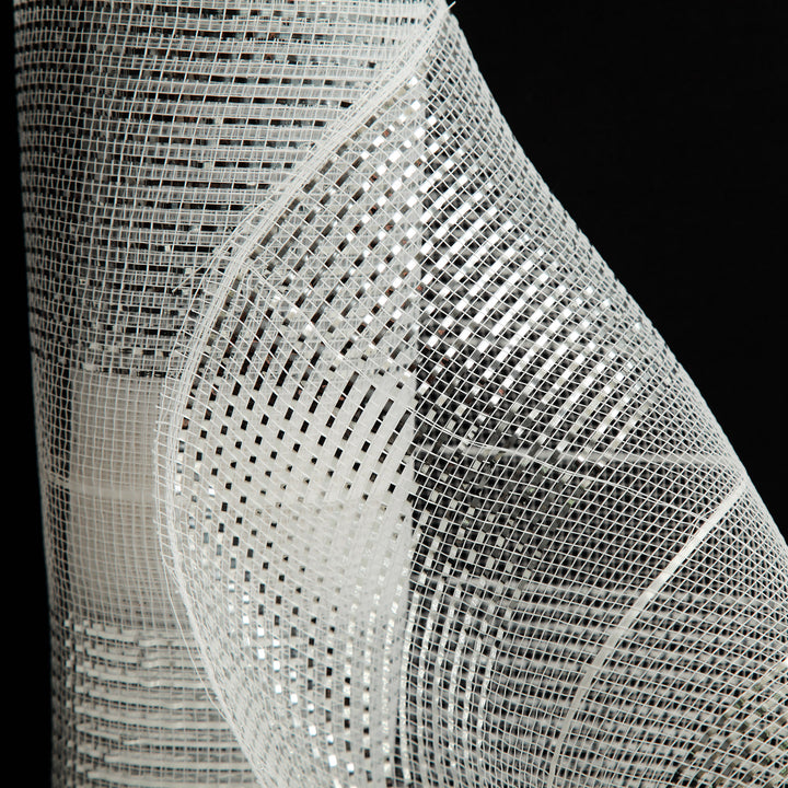 White Metallic Stripe Decomesh Roll