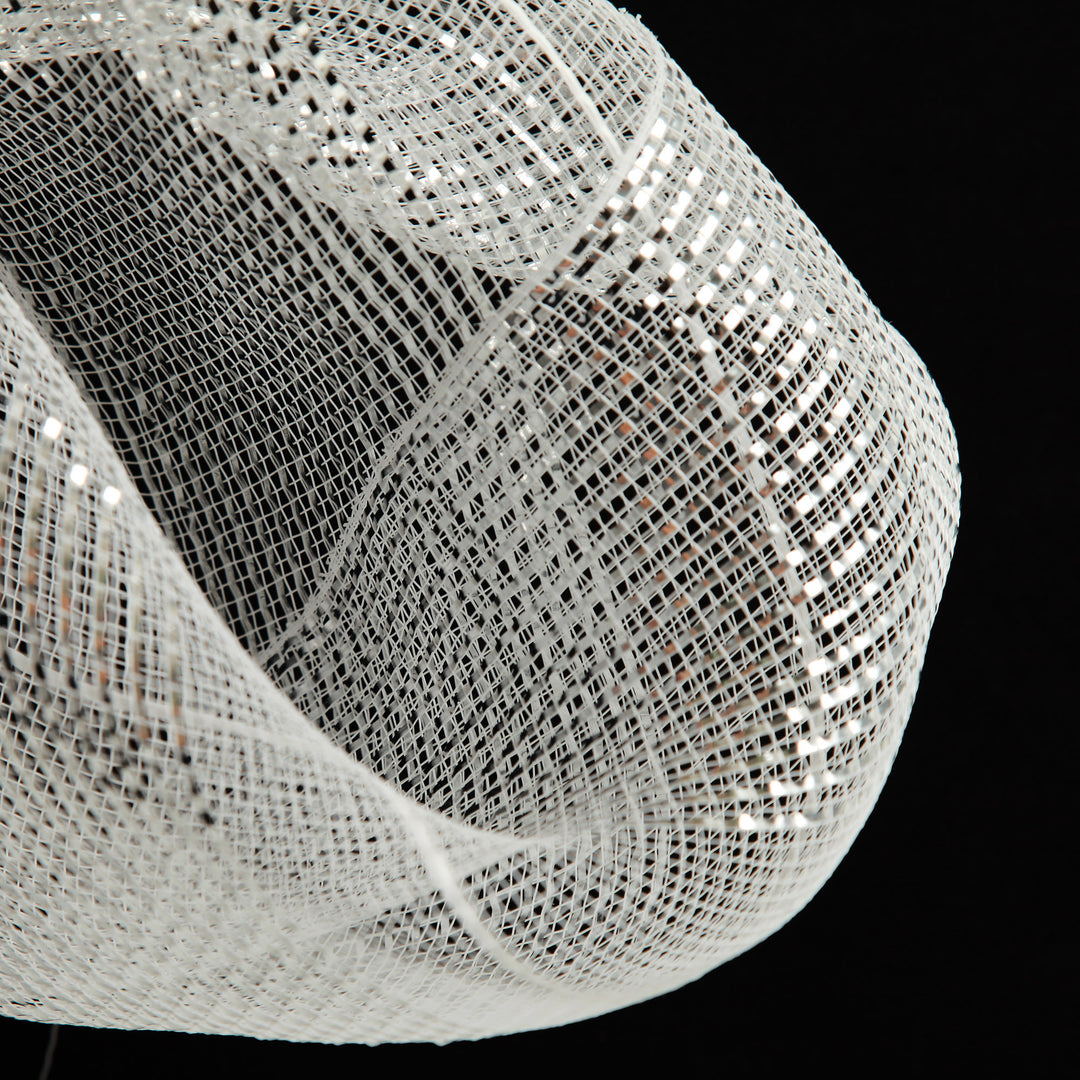 White Metallic Stripe Decomesh Roll