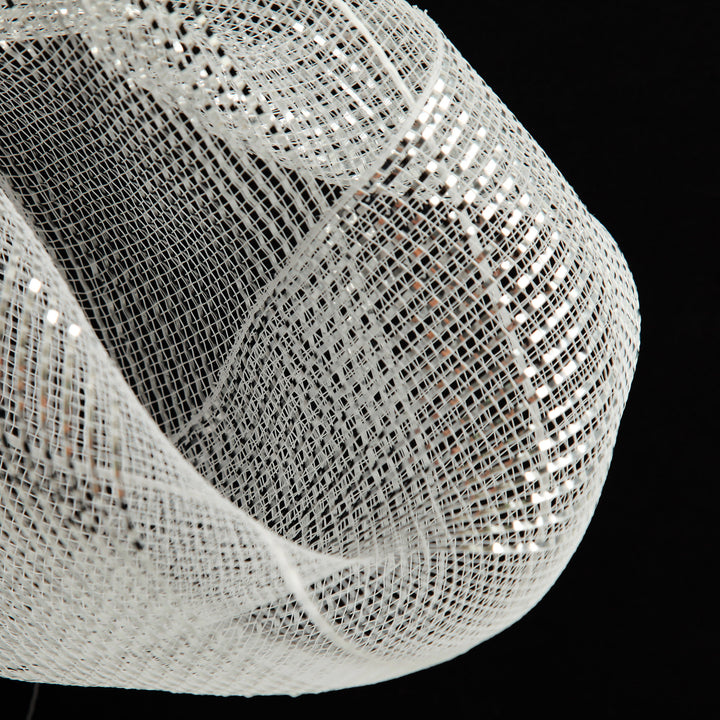 White Metallic Stripe Decomesh Roll