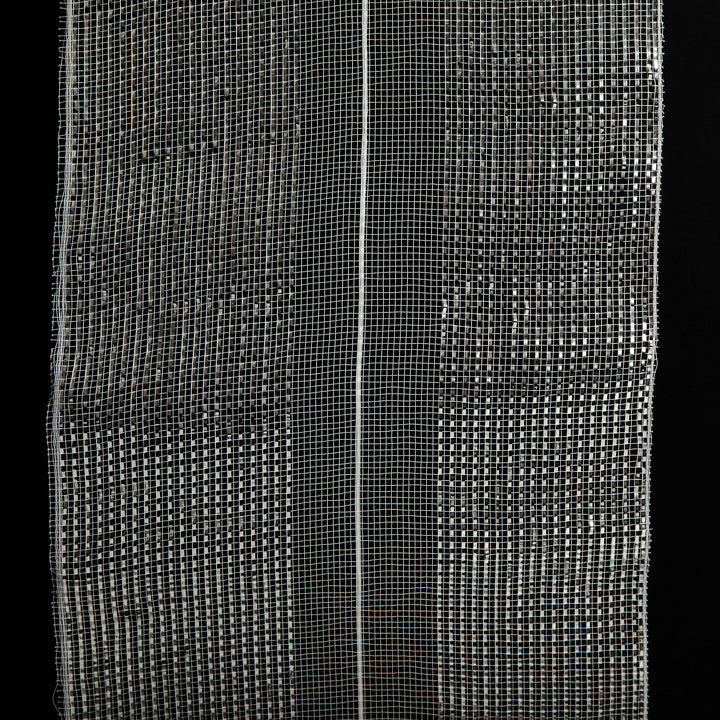 White Metallic Stripe Decomesh Roll
