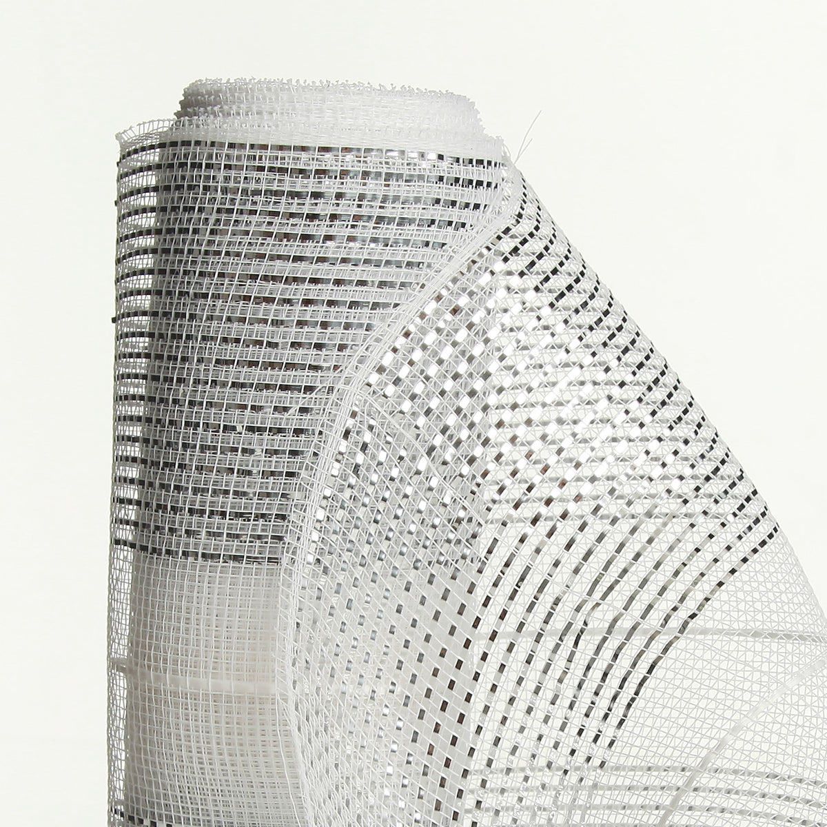 White Metallic Stripe Decomesh Roll