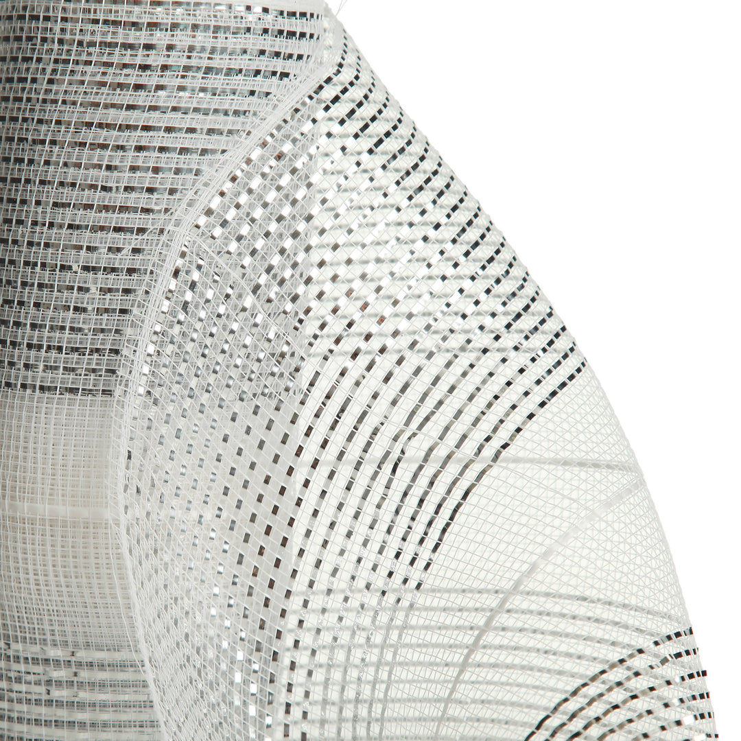 White Metallic Stripe Decomesh Roll