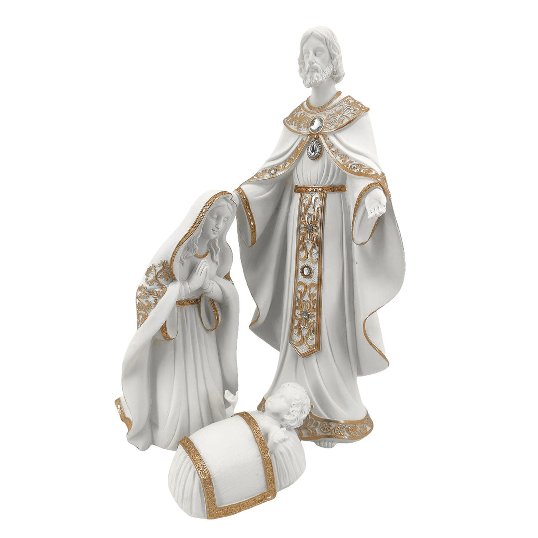 White Holy Family with Gold Detail - Set of 3 - 37.5cm(H)