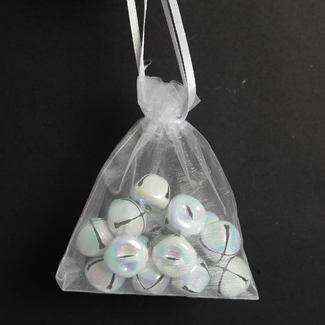 White Iridescent Mini Jingle Bell Decorations - Bag of 15