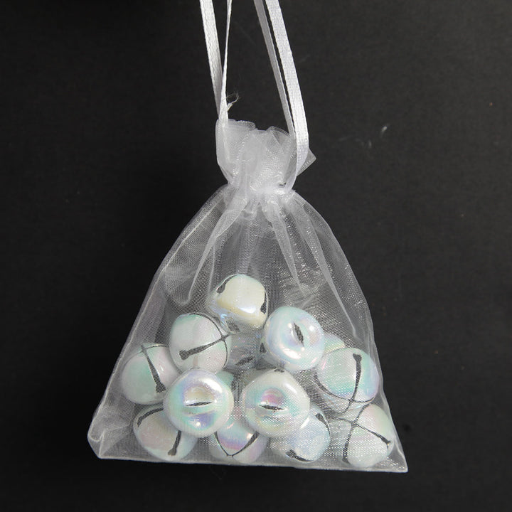 White Iridescent Mini Jingle Bell Decorations - Bag of 15