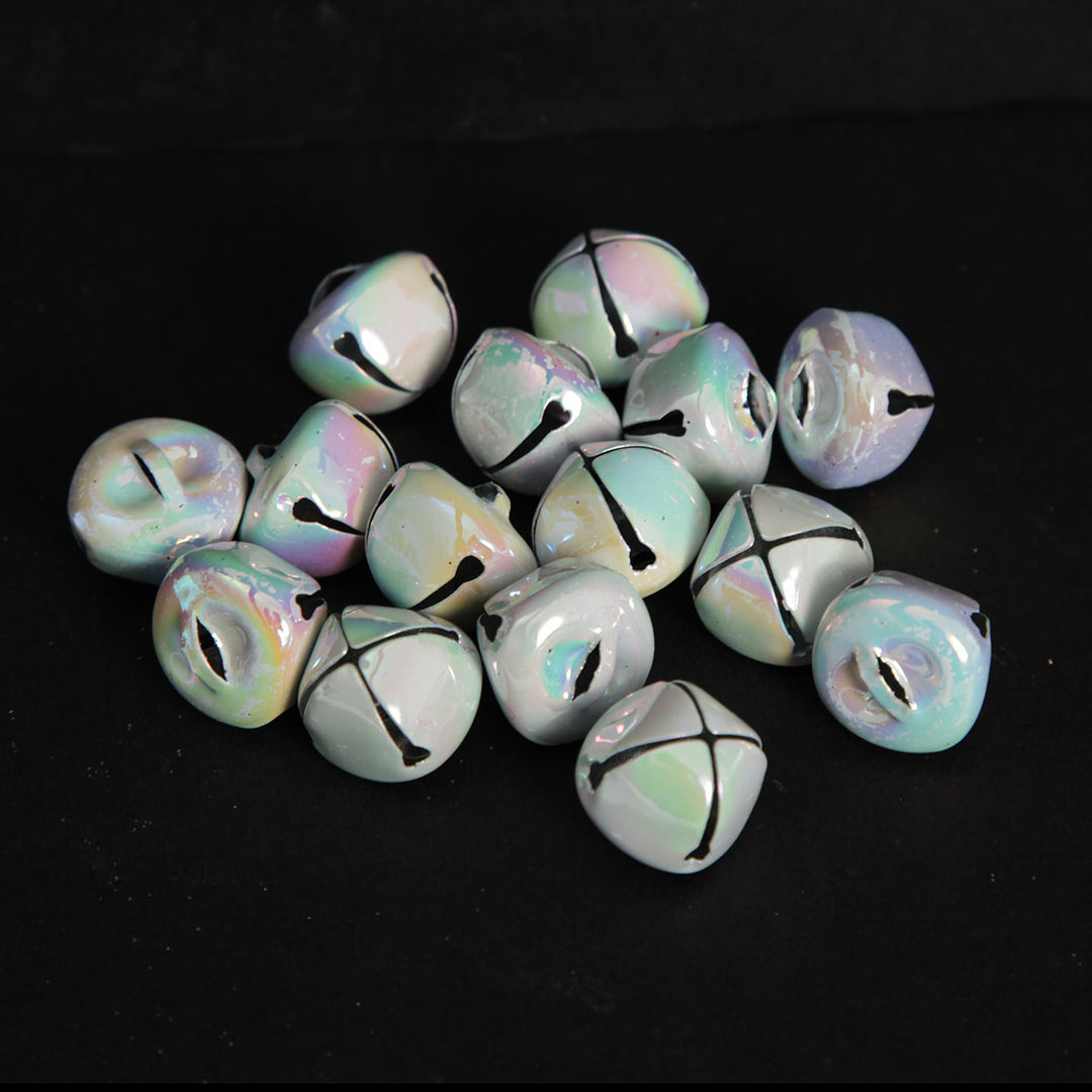 White Iridescent Mini Jingle Bell Decorations - Bag of 15