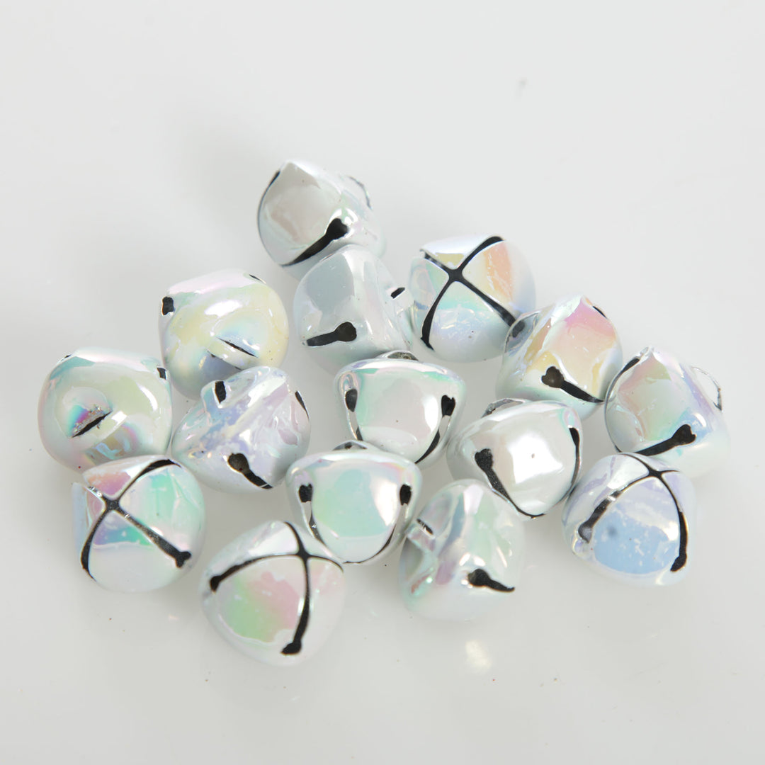 White Iridescent Mini Jingle Bell Decorations - Bag of 15