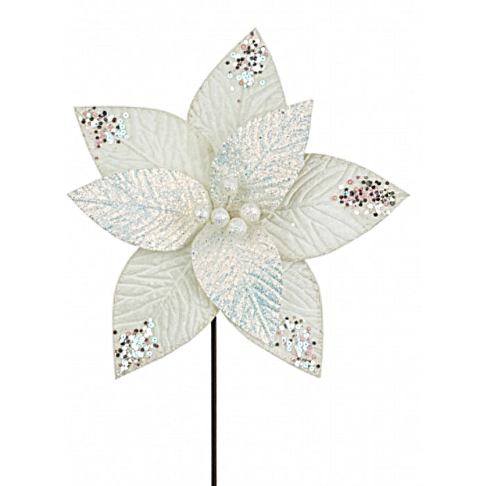 White Iridescent Poinsettia Flower