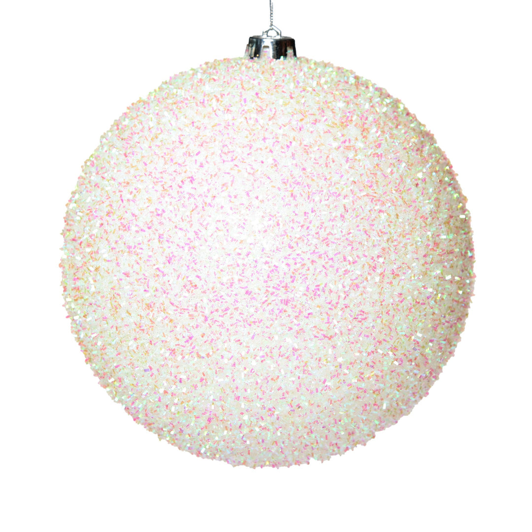 White Jumbo Shatterproof Christmas Bauble Decoration - Tinsel 20cm