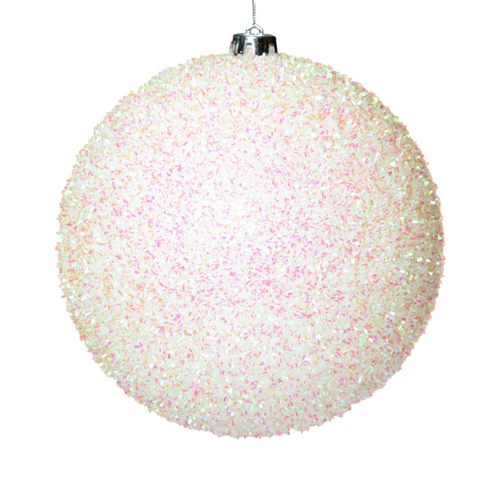 White Jumbo Shatterproof Christmas Bauble Decoration - Tinsel 20cm