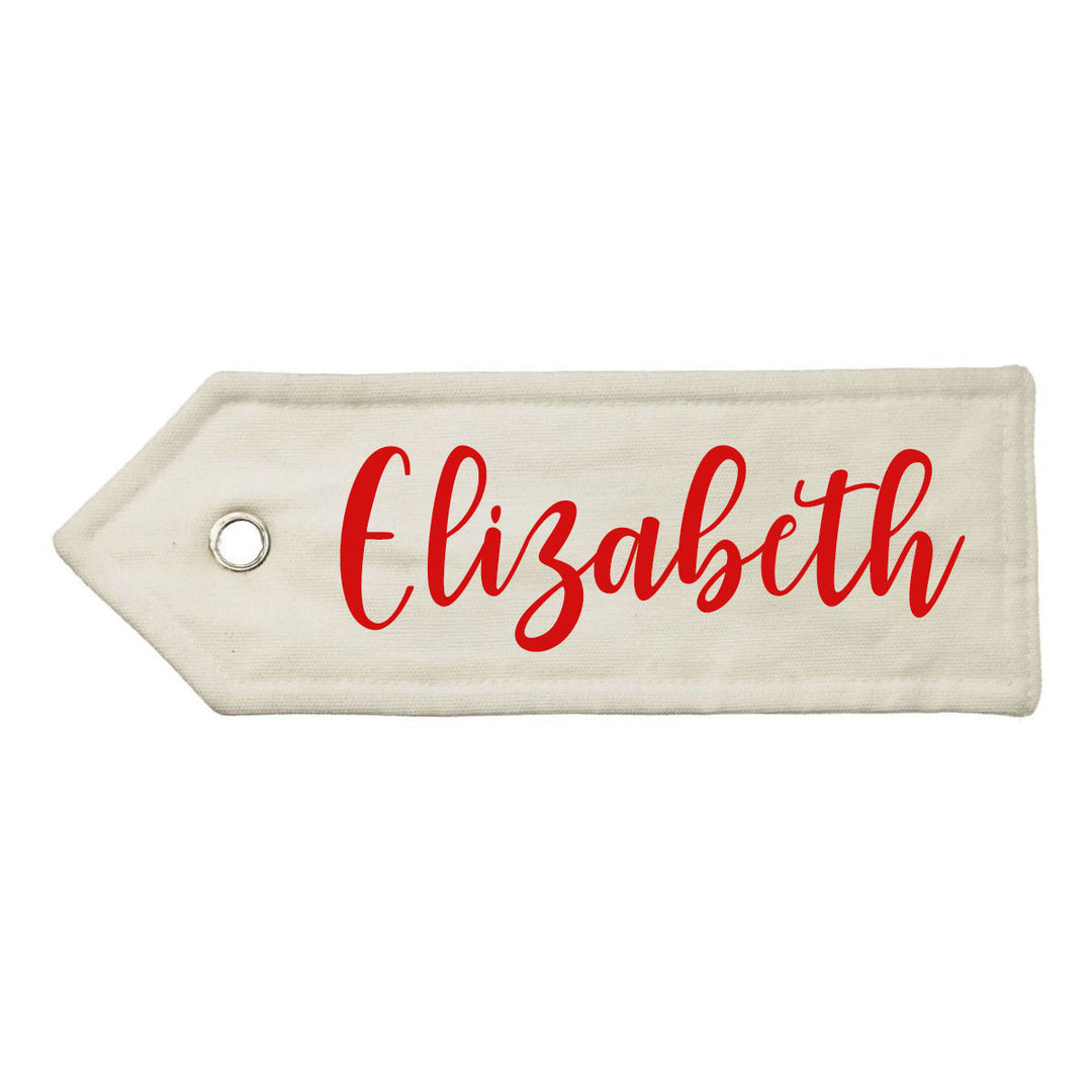 Personalised White Linen Santa Sack Tag
