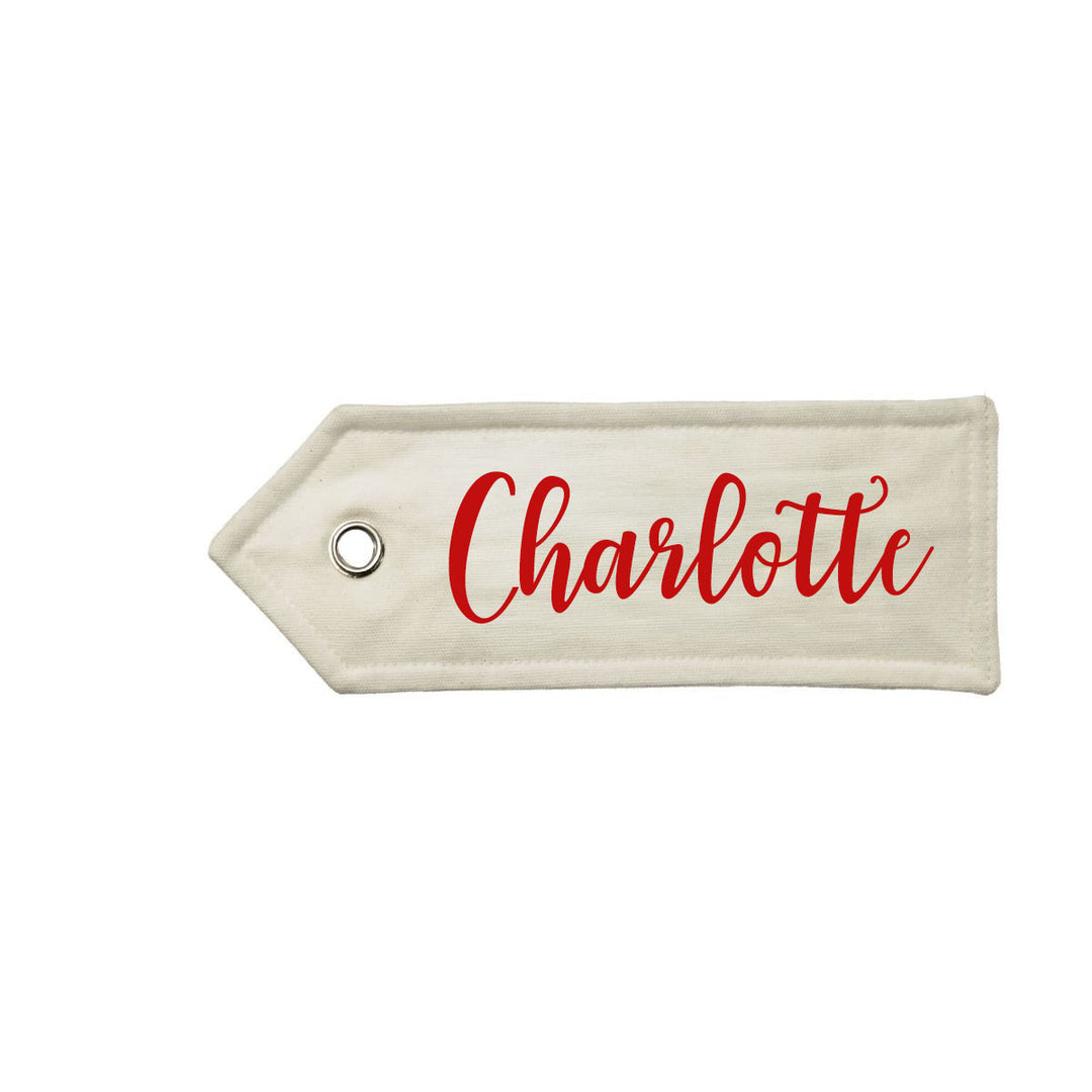 Personalised White Linen Santa Sack Tag Small