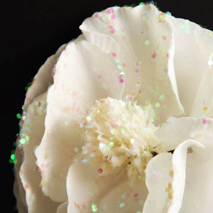 White Magnolia Stem with Iridescent Sequins