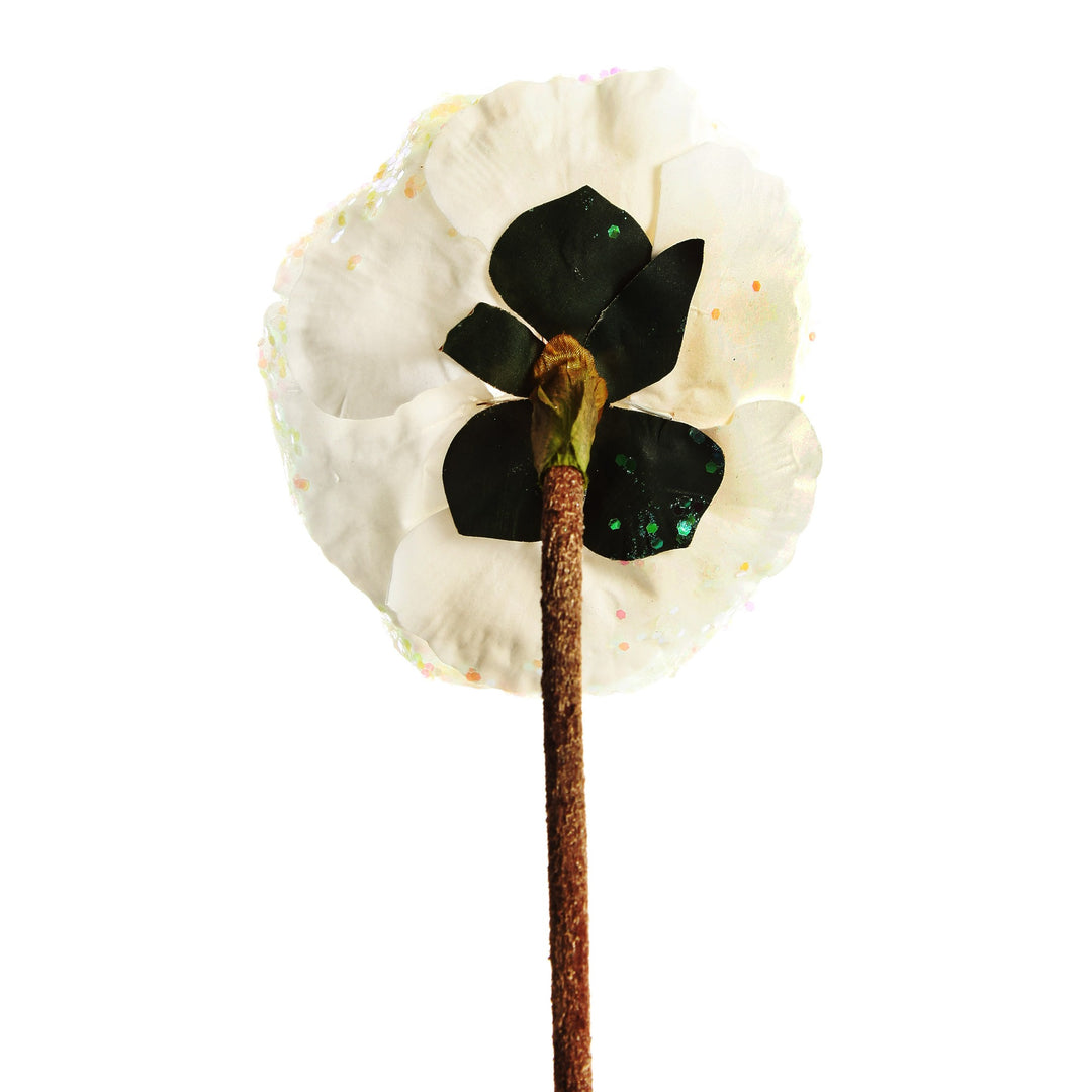 White Magnolia Stem with Iridescent Sequins
