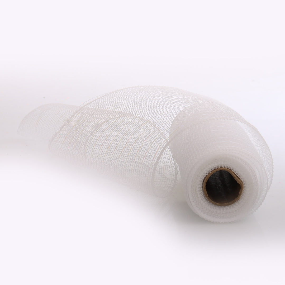 White Metallic Thread Decomesh Roll