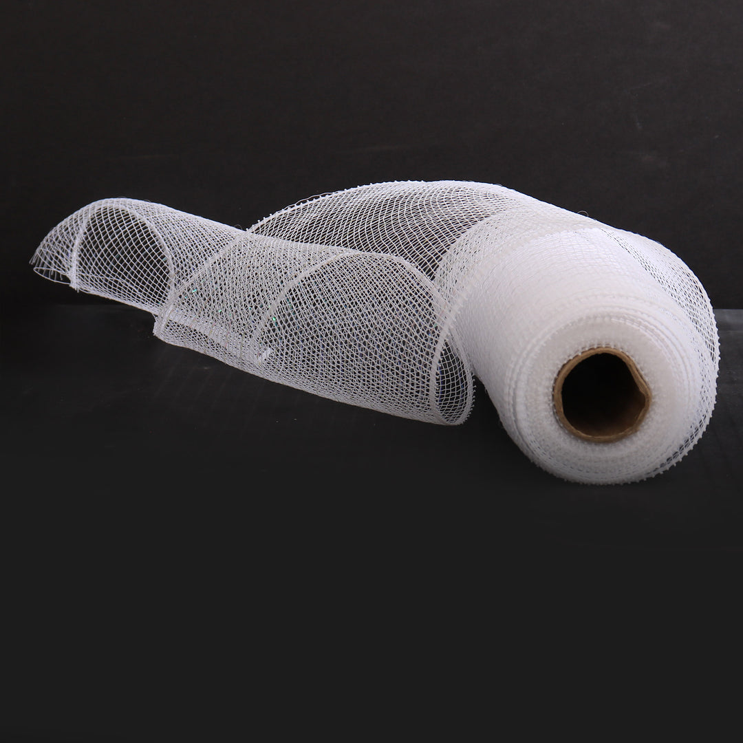 White Metallic Thread Decomesh Roll