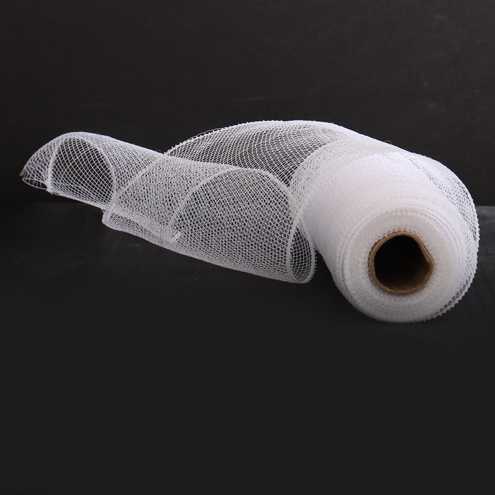White Metallic Thread Decomesh Roll