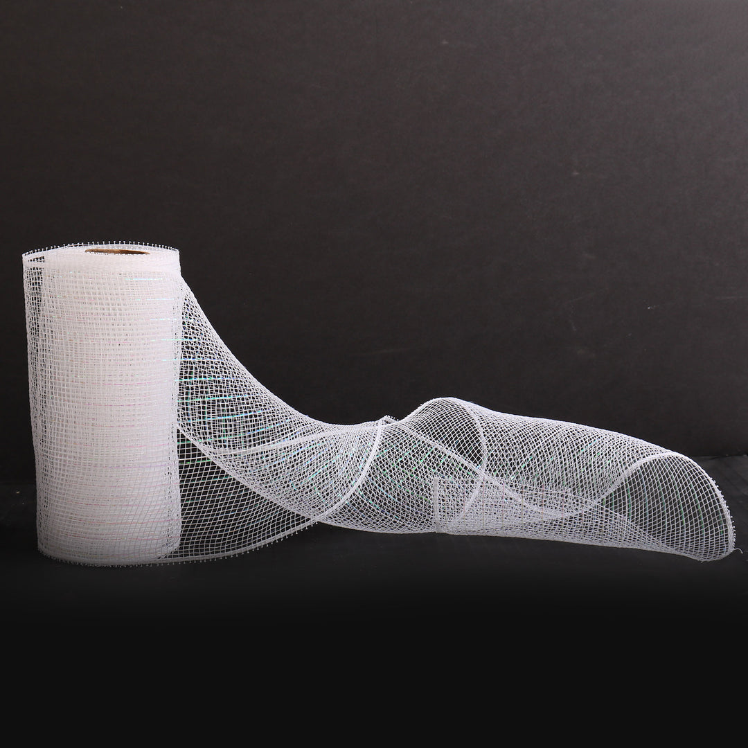 White Metallic Thread Decomesh Roll