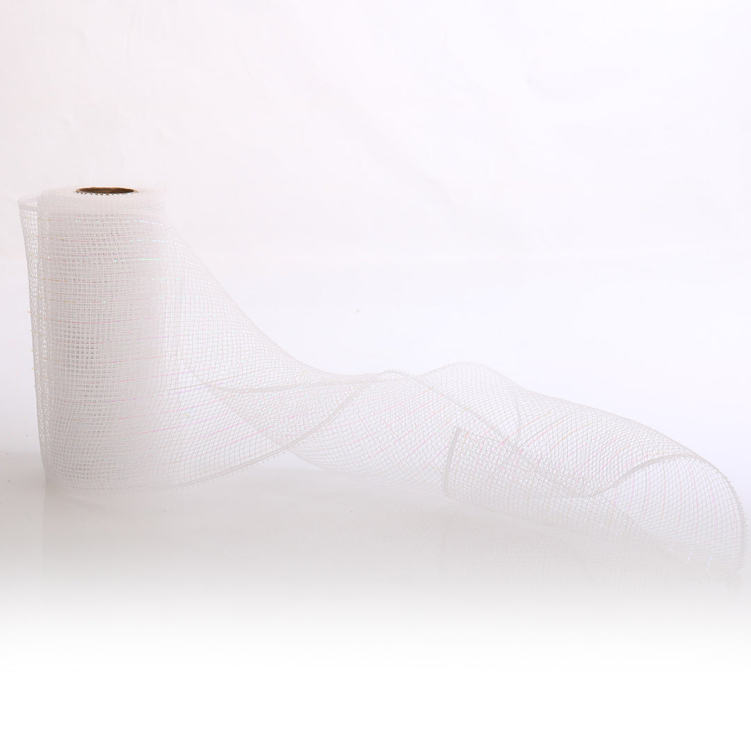 White Metallic Thread Decomesh Roll