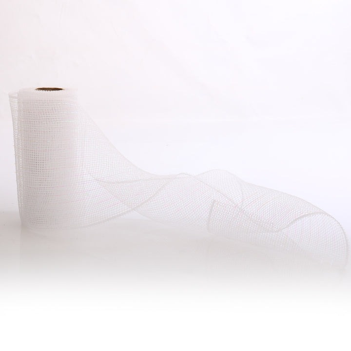 White Metallic Thread Decomesh Roll
