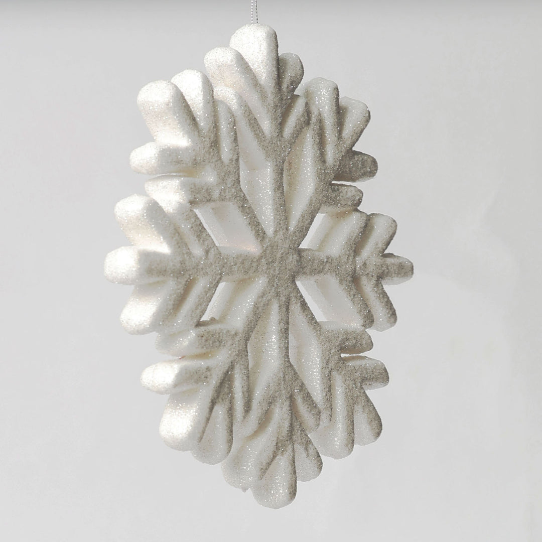 White Polyfoam Glitter Hanging Snowflake Decoration