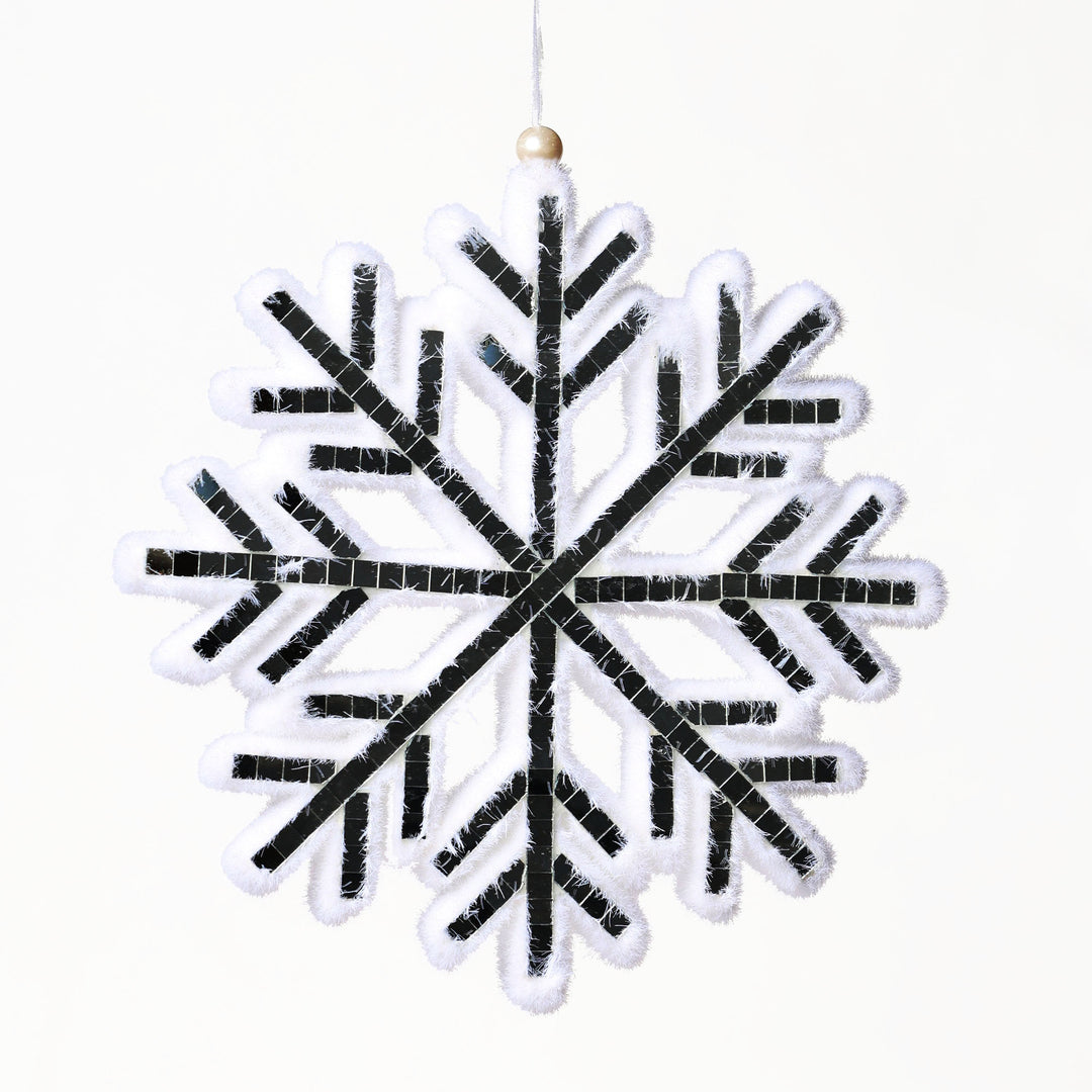 White Polyfoam &amp; Mirror Snowflake Decoration