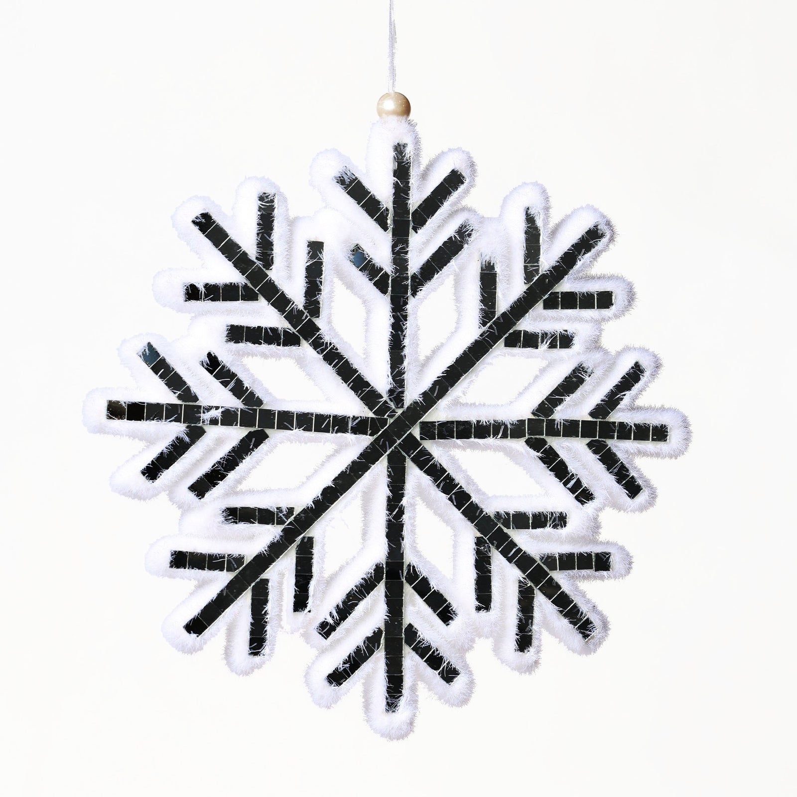White Polyfoam & Mirror Snowflake Decoration