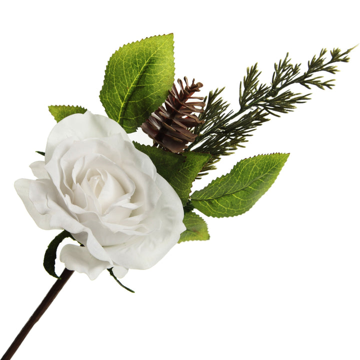 White Rose Christmas Flower Stem