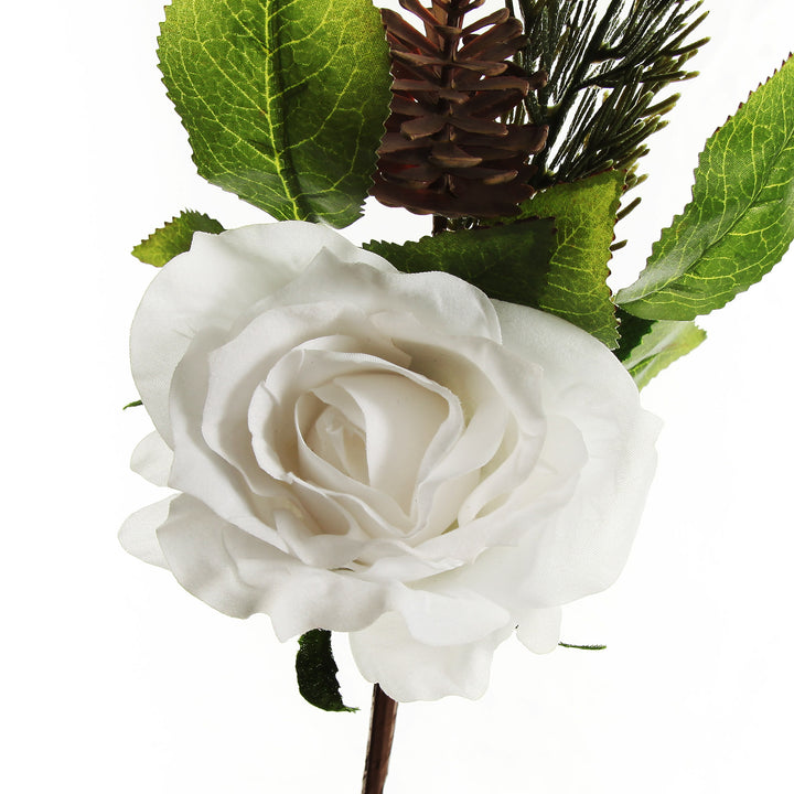 White Rose Christmas Flower Stem