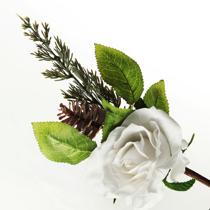 White Rose Christmas Flower Stem