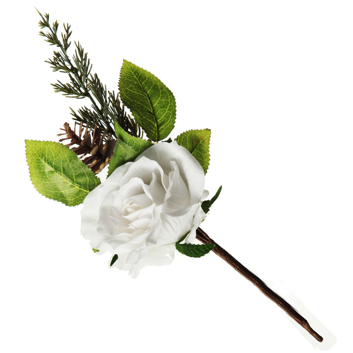 White Rose Christmas Flower Stem